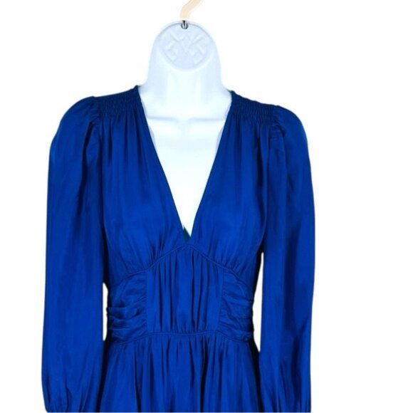 Sea NY Silk Habotai Fabiola Dress Blue Size 0 Midi Dress Boho Feminine Designer - Picture 5 of 11